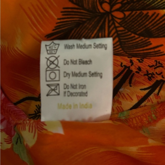 Puerto Rico Womens Dress Hawaiian Midi Tie Back Ankle Slits Orange Yellow Sz Med - Picture 4 of 12